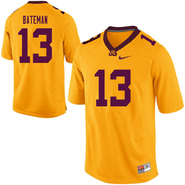Men #13 Rashod Bateman Minnesota Golden Gophers College Football Jerseys Sale-Yellow - Click Image to Close